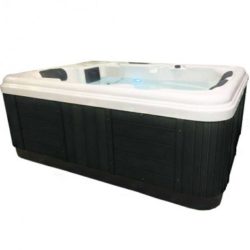 ASTRAL POOL - SPA PIANOSA 3 PLACES 19 JETS GRIS ANTHRACITE PLUG & PLAY + COUVERTURE + ESCALIER + HOUSSE