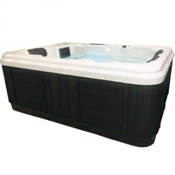 ASTRAL POOL - SPA PIANOSA 3 PLACES 19 JETS GRIS ANTHRACITE PLUG & PLAY + COUVERTURE + ESCALIER + HOUSSE
