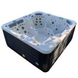 ASTRAL POOL - SPA SILENZIO 6 PLACES 77 JETS GRIS ANTHRACITE COUVERTURE + ESCALIER